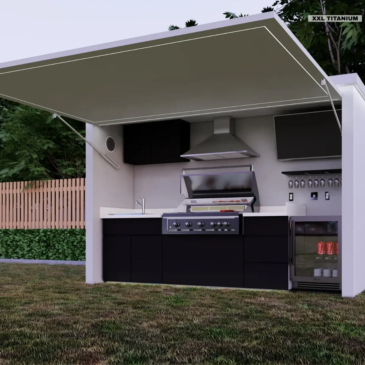 Titanium finish BBQ kitchen with premium grill