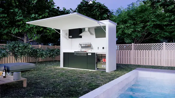 Modular luxury outdoor BBQ kitchen for backyard cooking