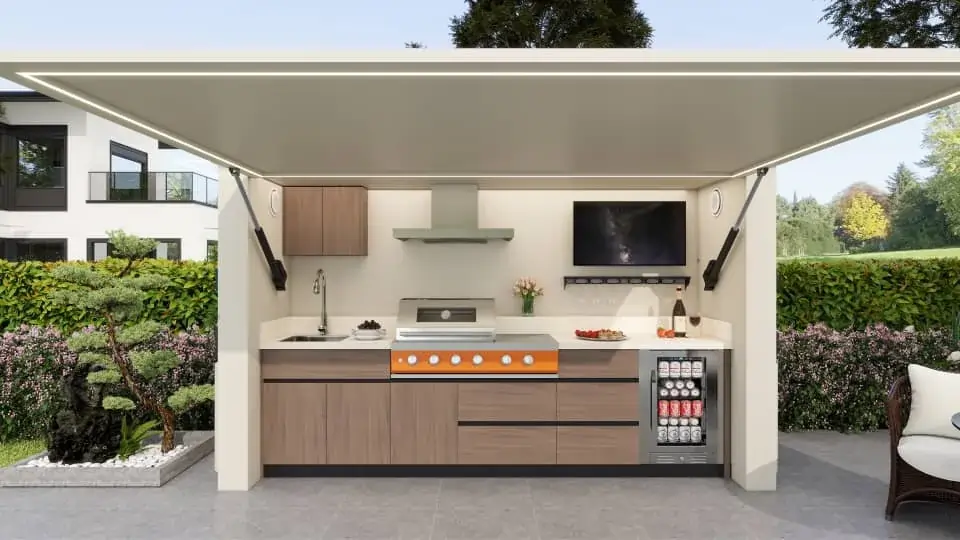 Luxury modular outdoor kitchen setup in California