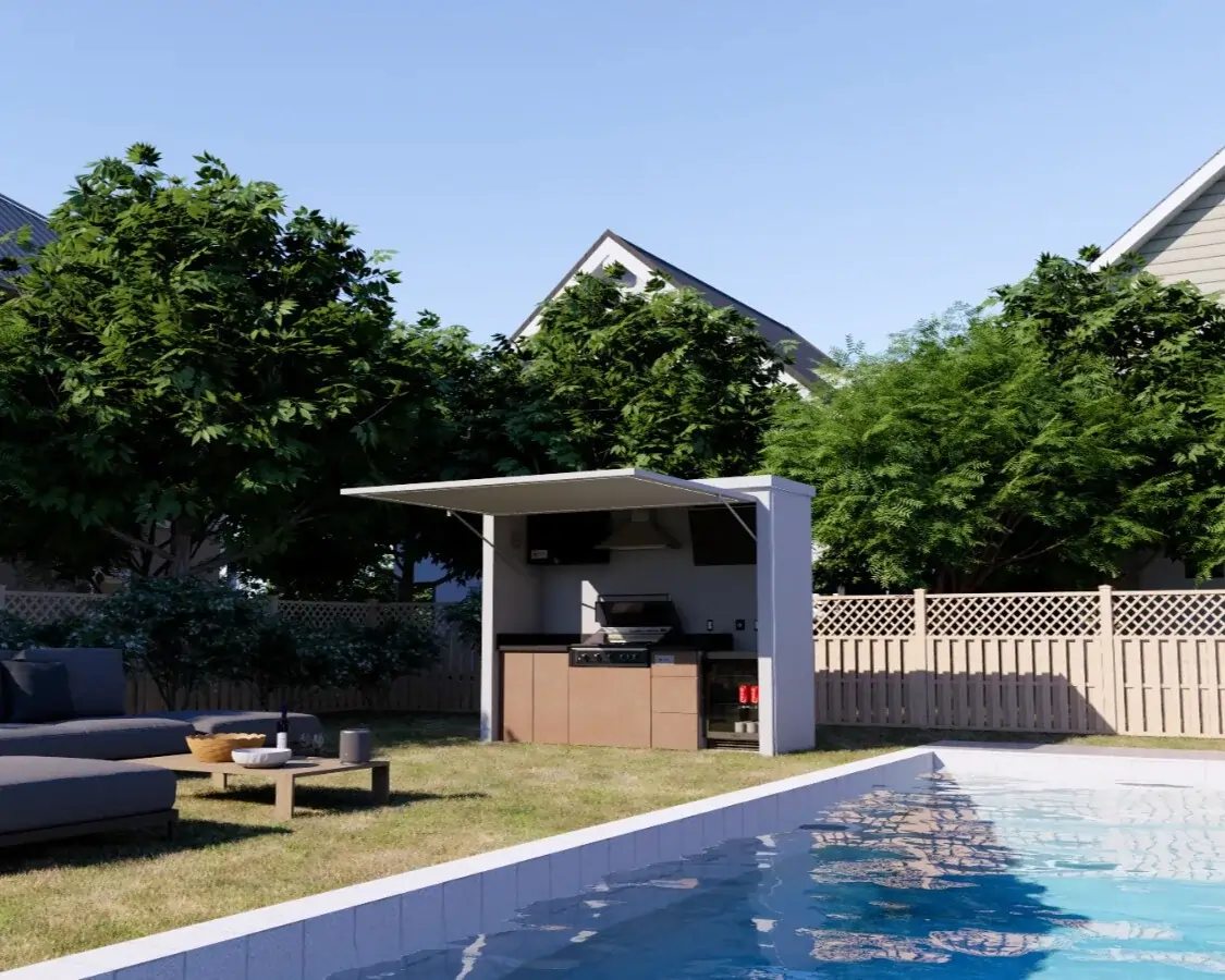 Luxury outdoor modular kitchen with premium stainless steel design